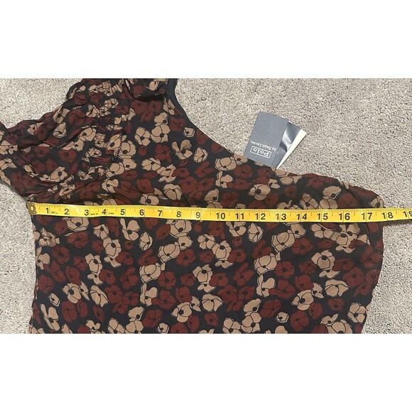 Polo Ralph Lauren Georgette Tie-Neck One-Shoulder Blouse 4 Chiffon Chic Floral - Picture 11 of 13